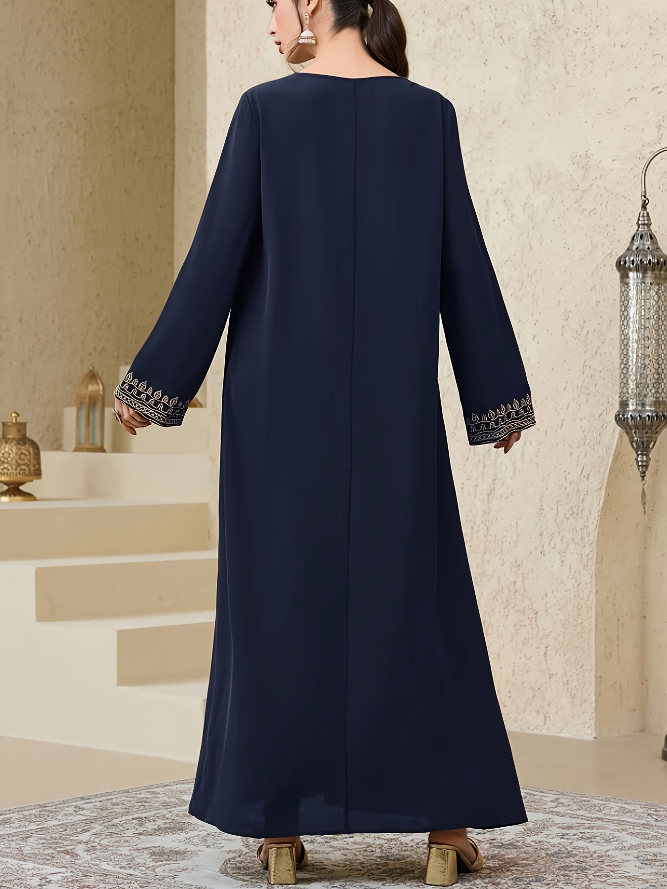 Middle Eastern Special Anjemah Women'S Turkish Long Dress with Arabic Abaya, Kaftan and Jalabiya, Elegant Style