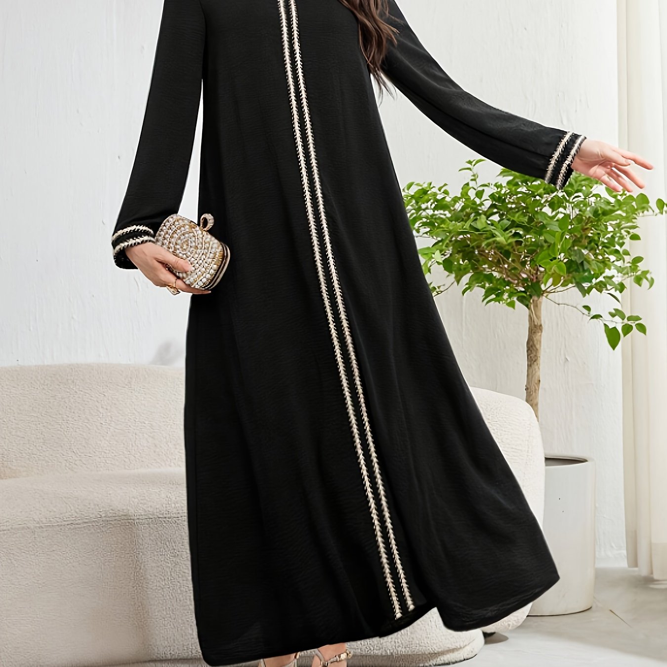 alalar-Scarf-Abaya-Women'S Arabic Abaya Dress - Elegant Turkish Robe with Long Flowing Garmen-tرداء تركي أنيق مع ثوب طويل