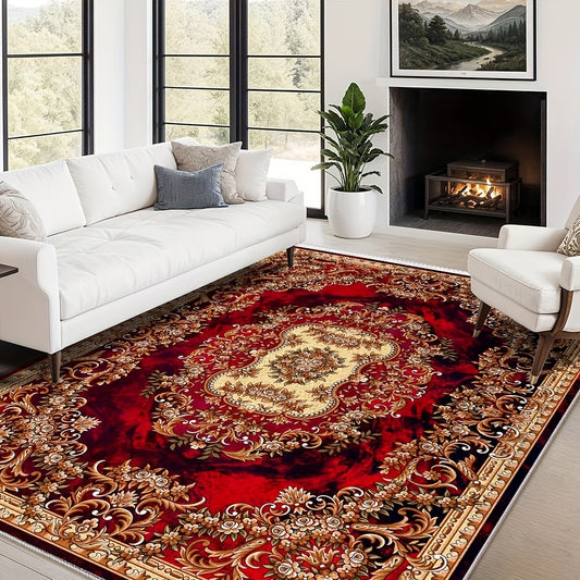 alalar- Soft Velvet Floral Print Carpet | 851 Grams/Square Meter-سجادة فاخرة
