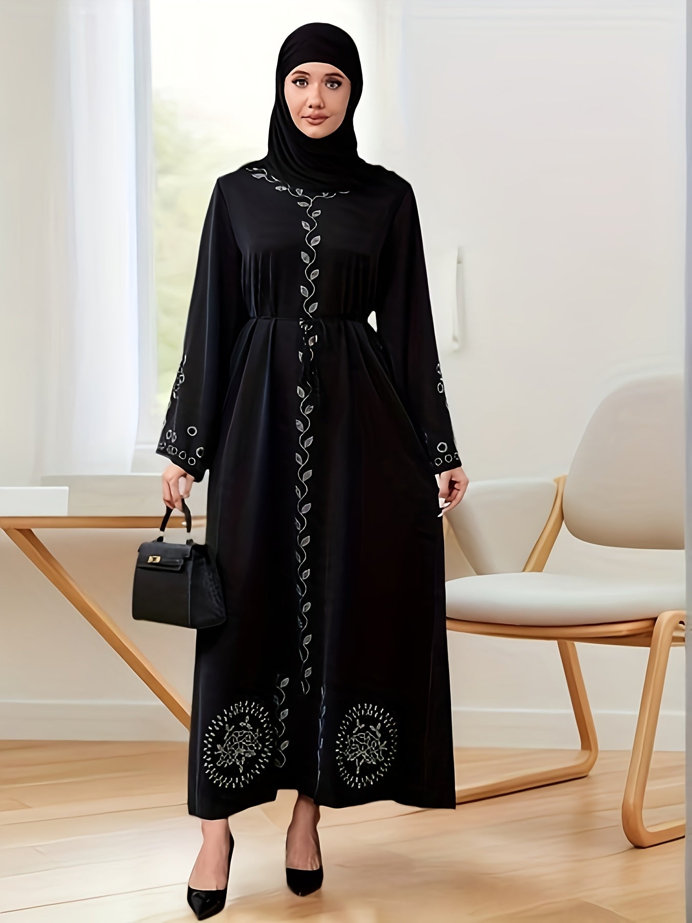 alalar-Scarf-Abaya-[Elegant Black Robe Dress