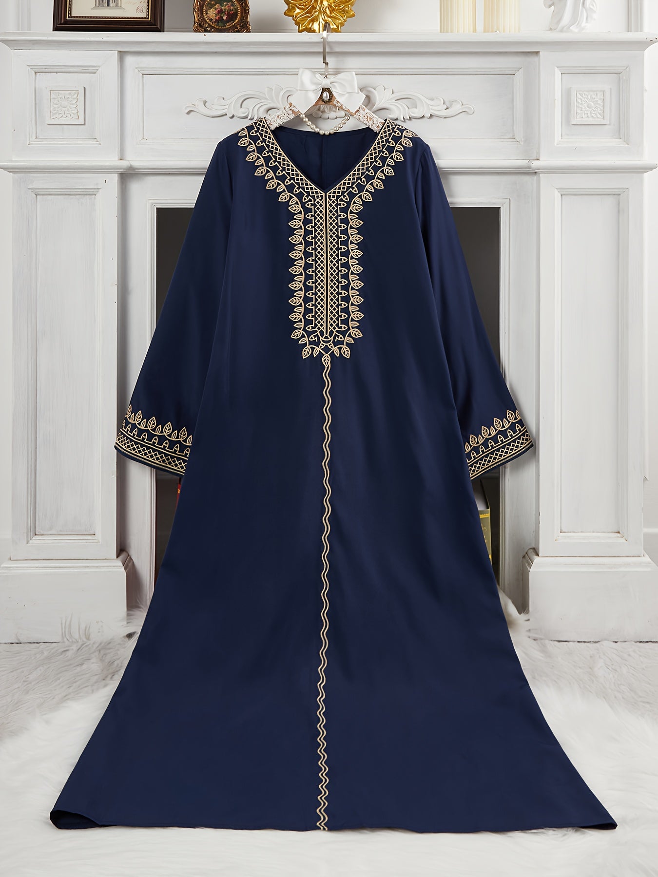 Middle Eastern Special Anjemah Women'S Turkish Long Dress with Arabic Abaya, Kaftan and Jalabiya, Elegant Style