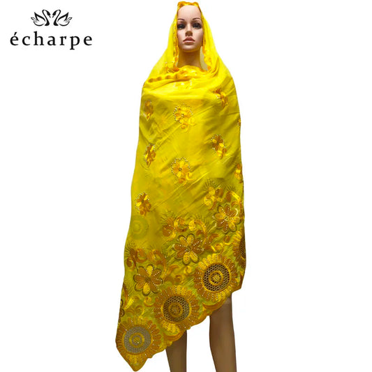 alalar | African-Inspired Hollow Cotton Embroidered Hijab Scarf