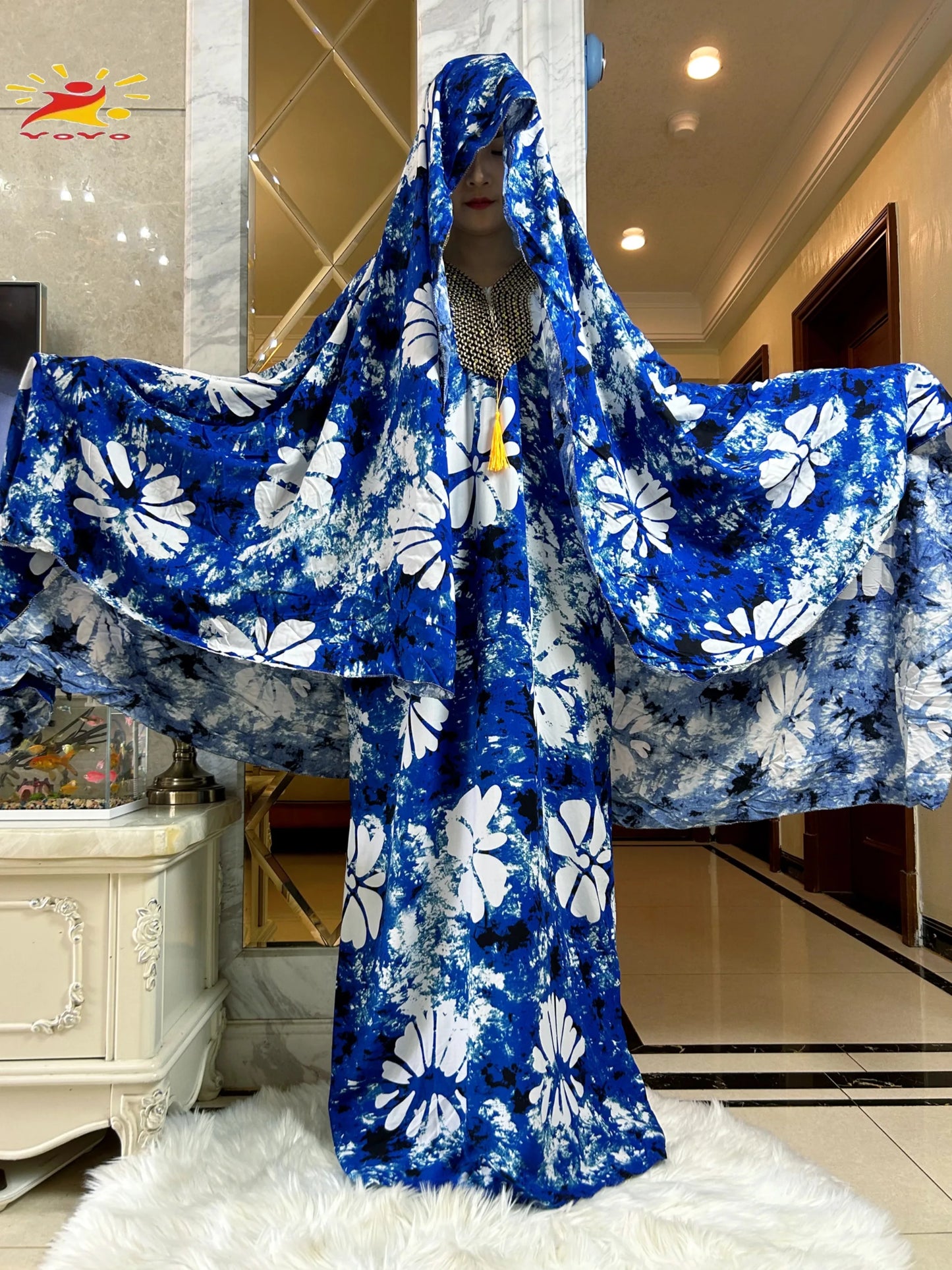 alalar-Scarf-Abaya 2025 New Muslim Abayas For Women Ramadan Fashion Sets Cotton Tie-dye Boubou Loose Femme Robe With 210x150cm Oversize Scarf