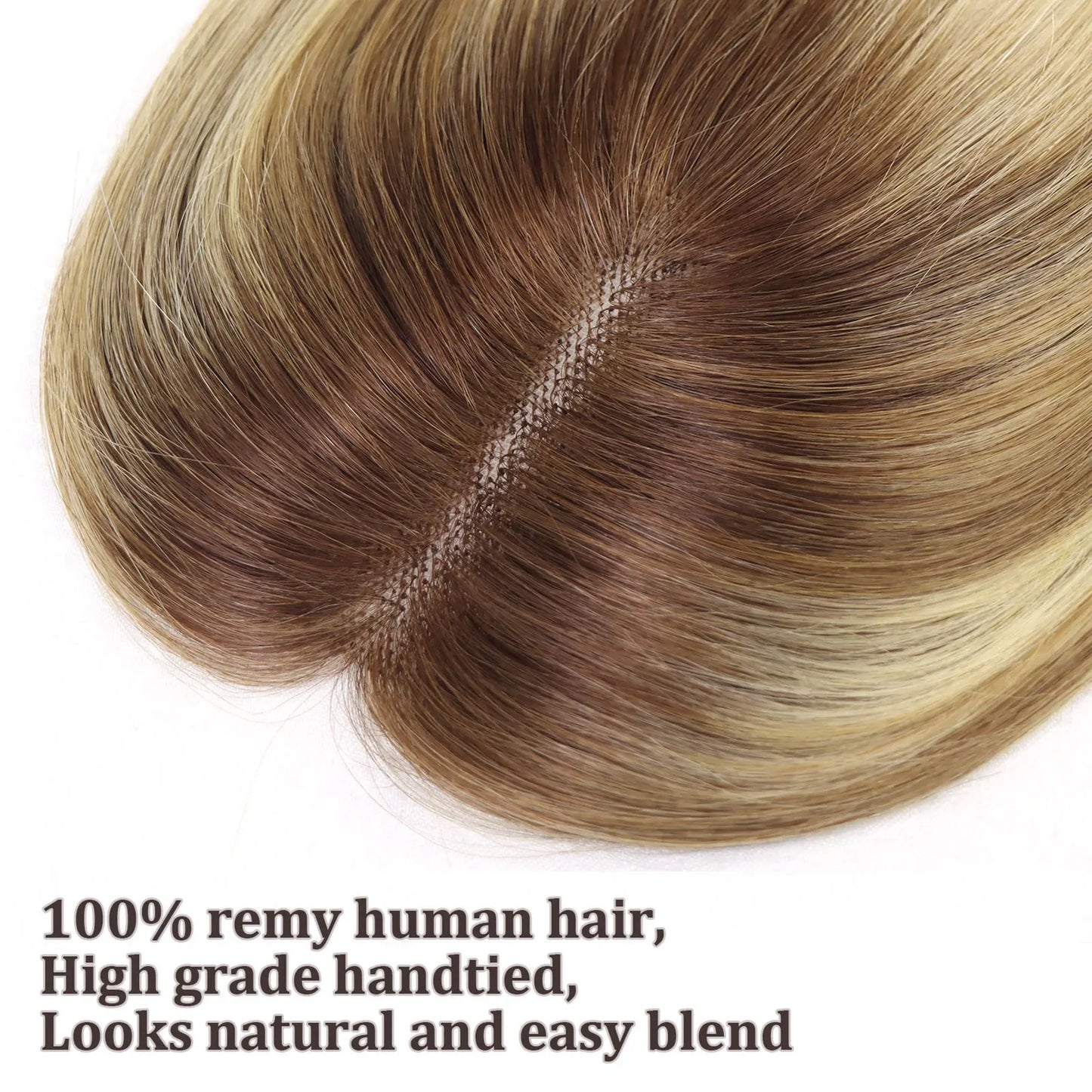 alalar-HairCare-14Inch Blonde Highlight European Human Hair Toppers Hair Pieces For Women Swiss Lace Clips In Toppers Extension For Woman Toupee