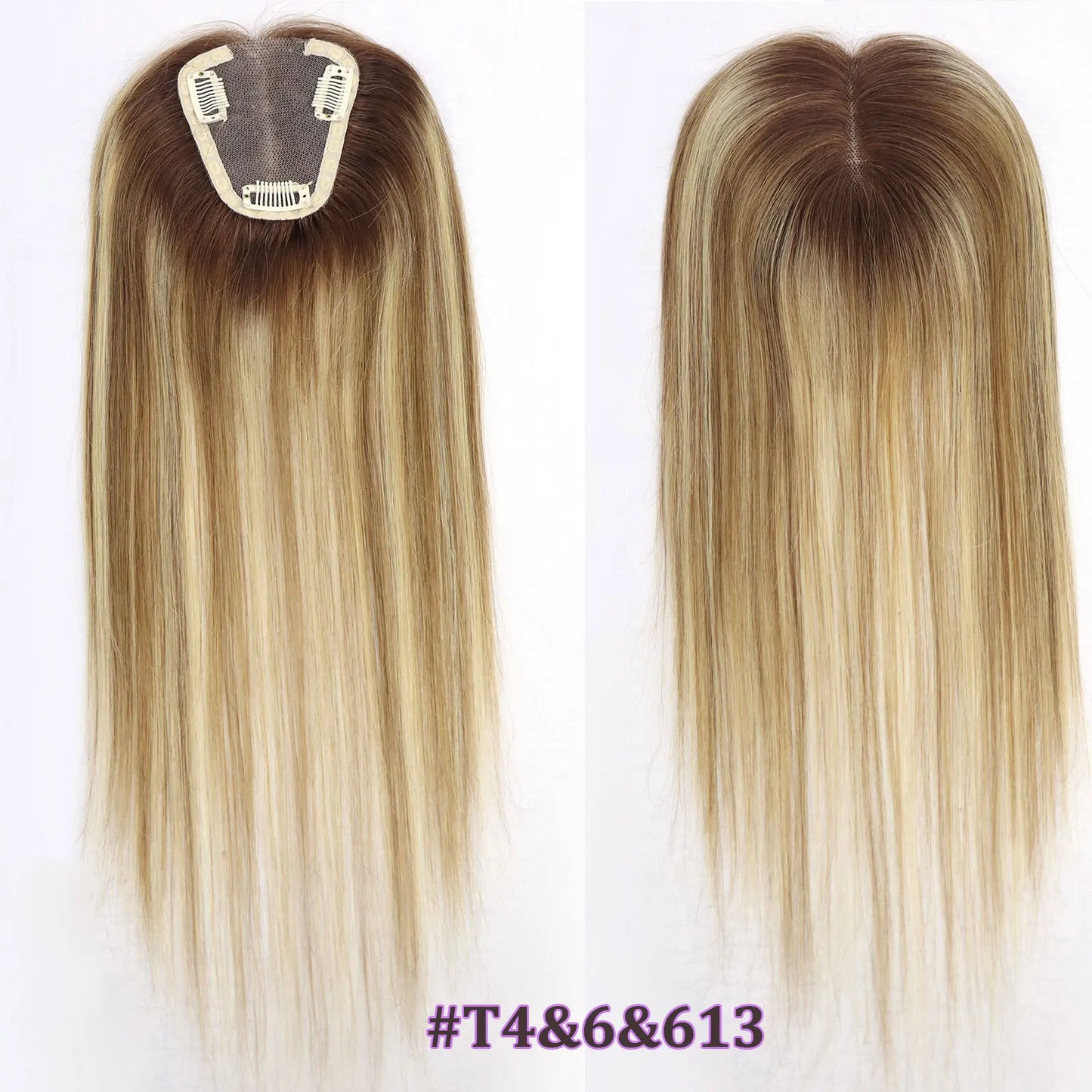 alalar-HairCare-14Inch Blonde Highlight European Human Hair Toppers Hair Pieces For Women Swiss Lace Clips In Toppers Extension For Woman Toupee