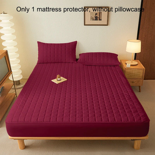 alalar-1 simple modern square Waterproof laminated Fitted Sheet,Wine red color bed cover for bedroom,bedding(excluding pillowcase)