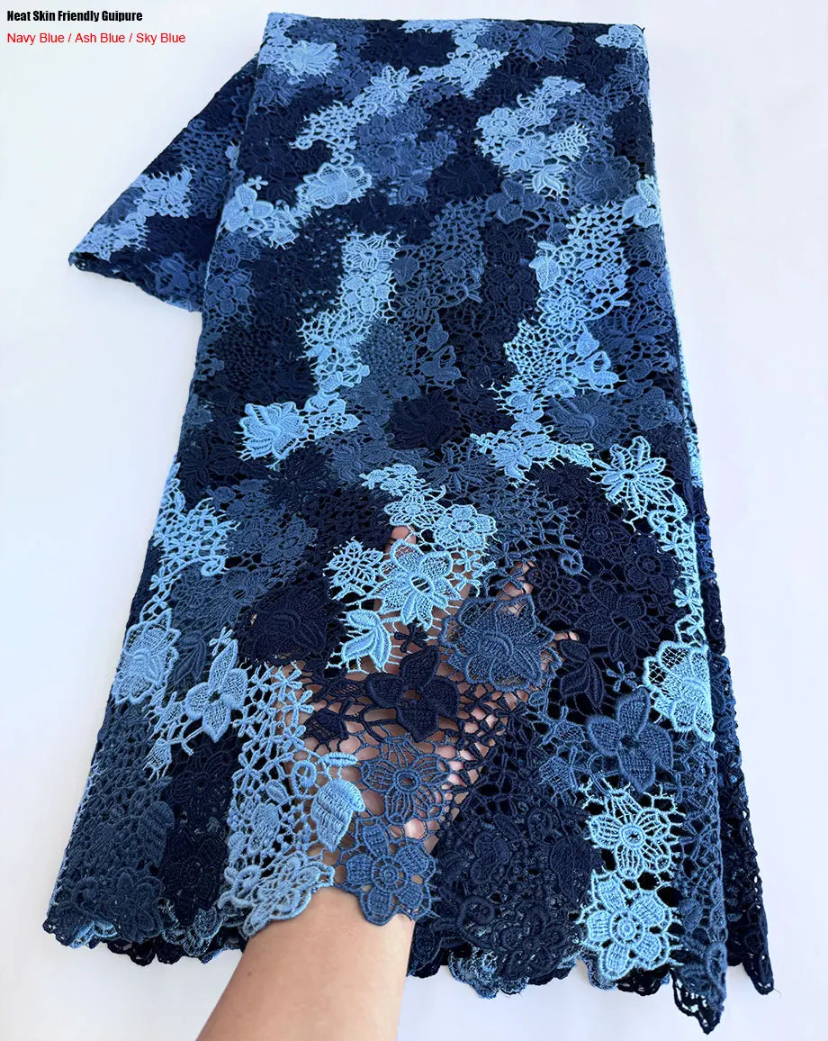 alalar | Luxury 3D Guipure Lace Fabric – 5 Yards Water Soluble African Bridal Lace