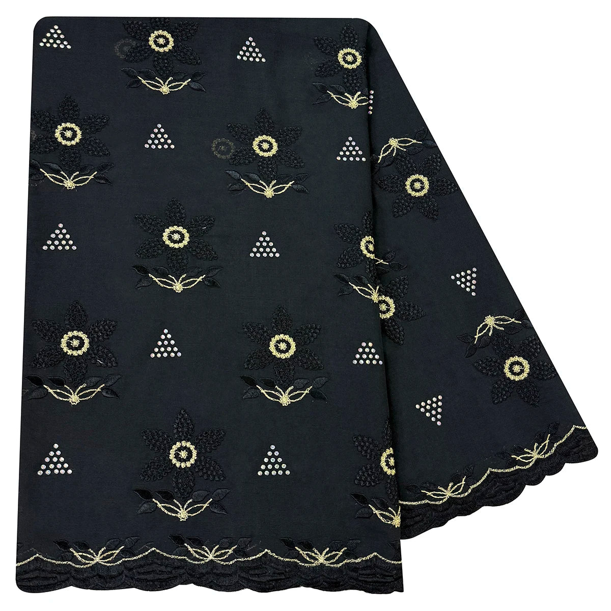 alalar | Embroidered Floral Sequin Cotton Hijab – Dubai-Style Scarf (2025)