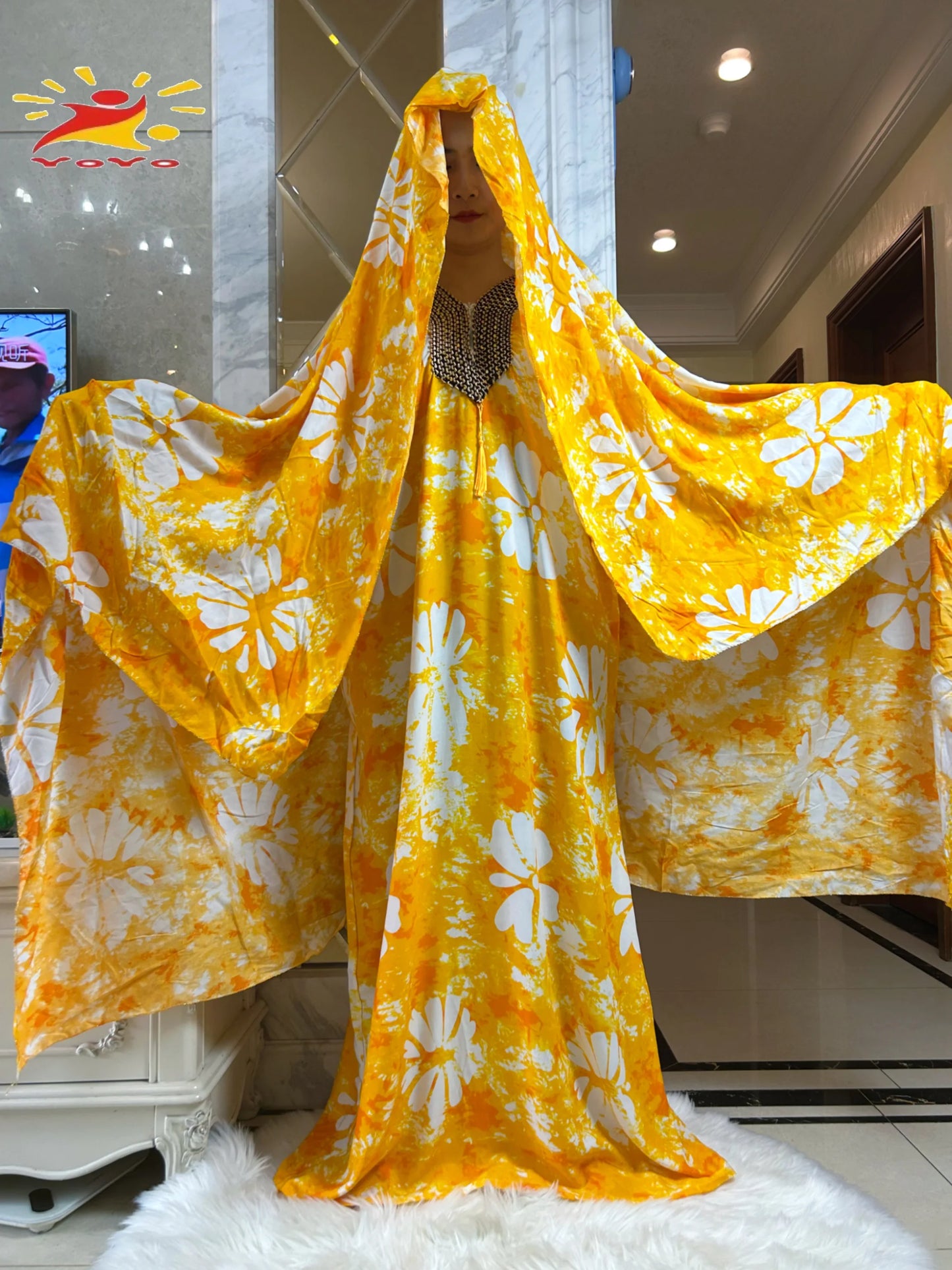 alalar-Scarf-Abaya 2025 New Muslim Abayas For Women Ramadan Fashion Sets Cotton Tie-dye Boubou Loose Femme Robe With 210x150cm Oversize Scarf