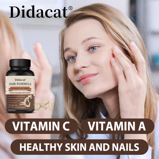 Promote Healthy Nails, Hair and Skin To Support The Growth-تعمل الكبسولات على تعزيز صحة الأظافر والشعر والبشرة لدعم نمو الشعر الأكثر كثافة وقوة