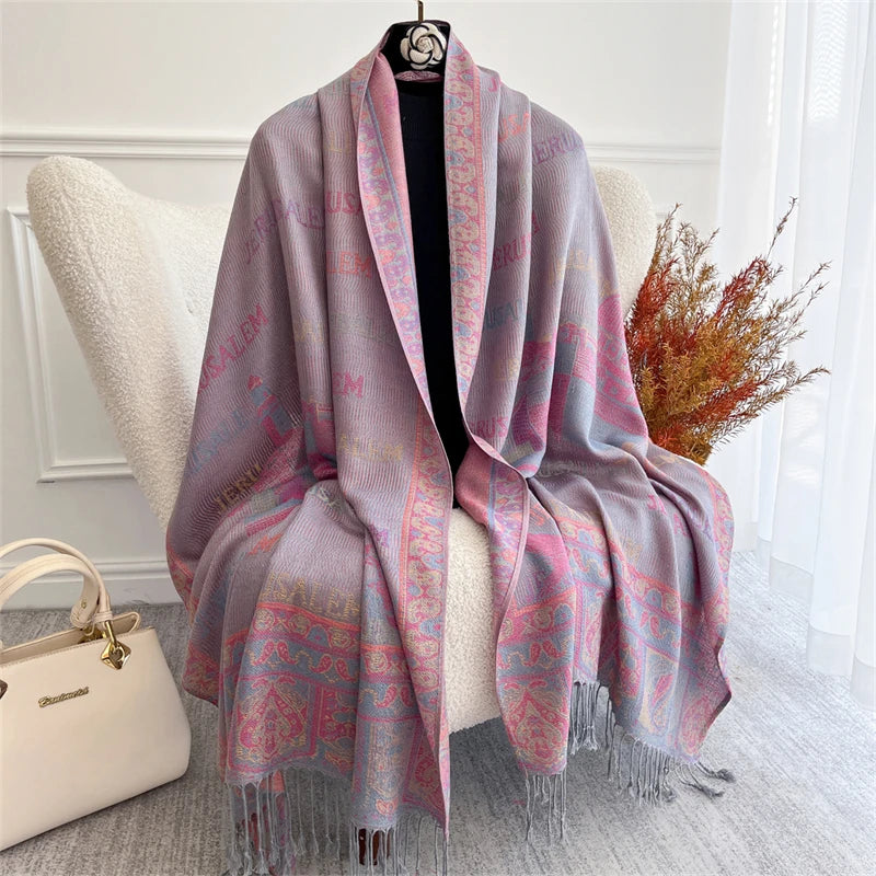 alalar- Women Cashmere Winter Scarves Muslim Ladies