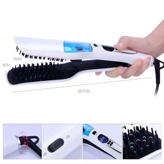 alalar-Health-Beauty Steam Hair Straightener Brush Anti-scald Negative Ion Hair Care Ceramic فرشاة فرد الشعر بالبخار، مضادة للحروق، أيونات سالبة للعناية بالشعر