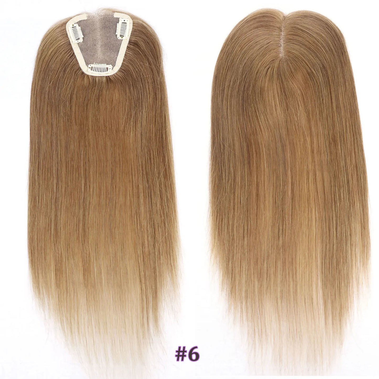 alalar-HairCare-14Inch Blonde Highlight European Human Hair Toppers Hair Pieces For Women Swiss Lace Clips In Toppers Extension For Woman Toupee