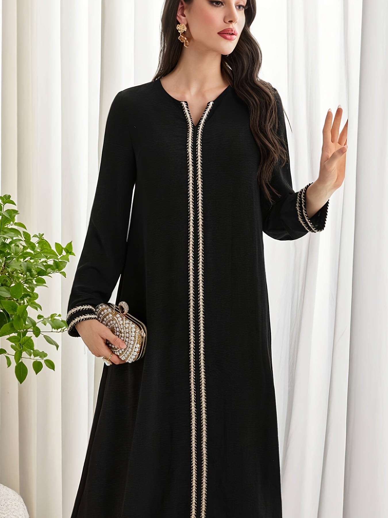 alalar-Scarf-Abaya-Women'S Arabic Abaya Dress - Elegant Turkish Robe with Long Flowing Garmen-tرداء تركي أنيق مع ثوب طويل