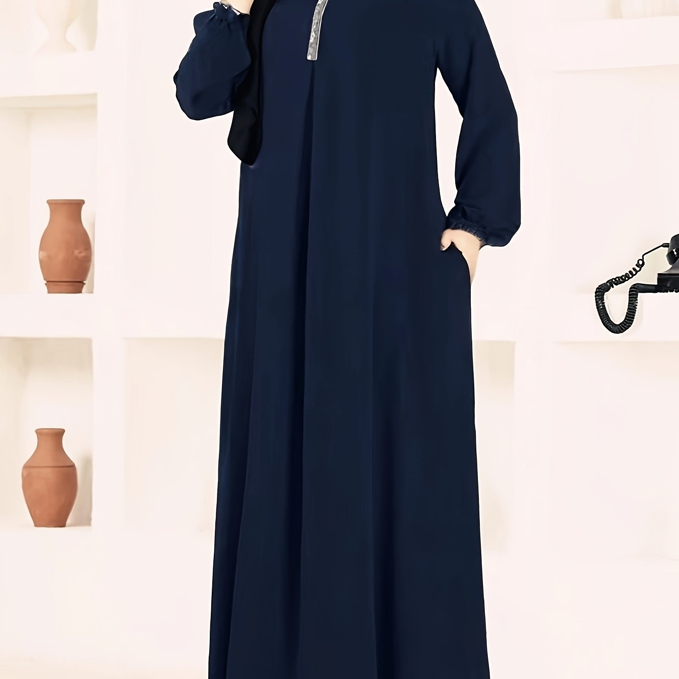 alalar-Vintage Long Sleeve Dress-No Scarf