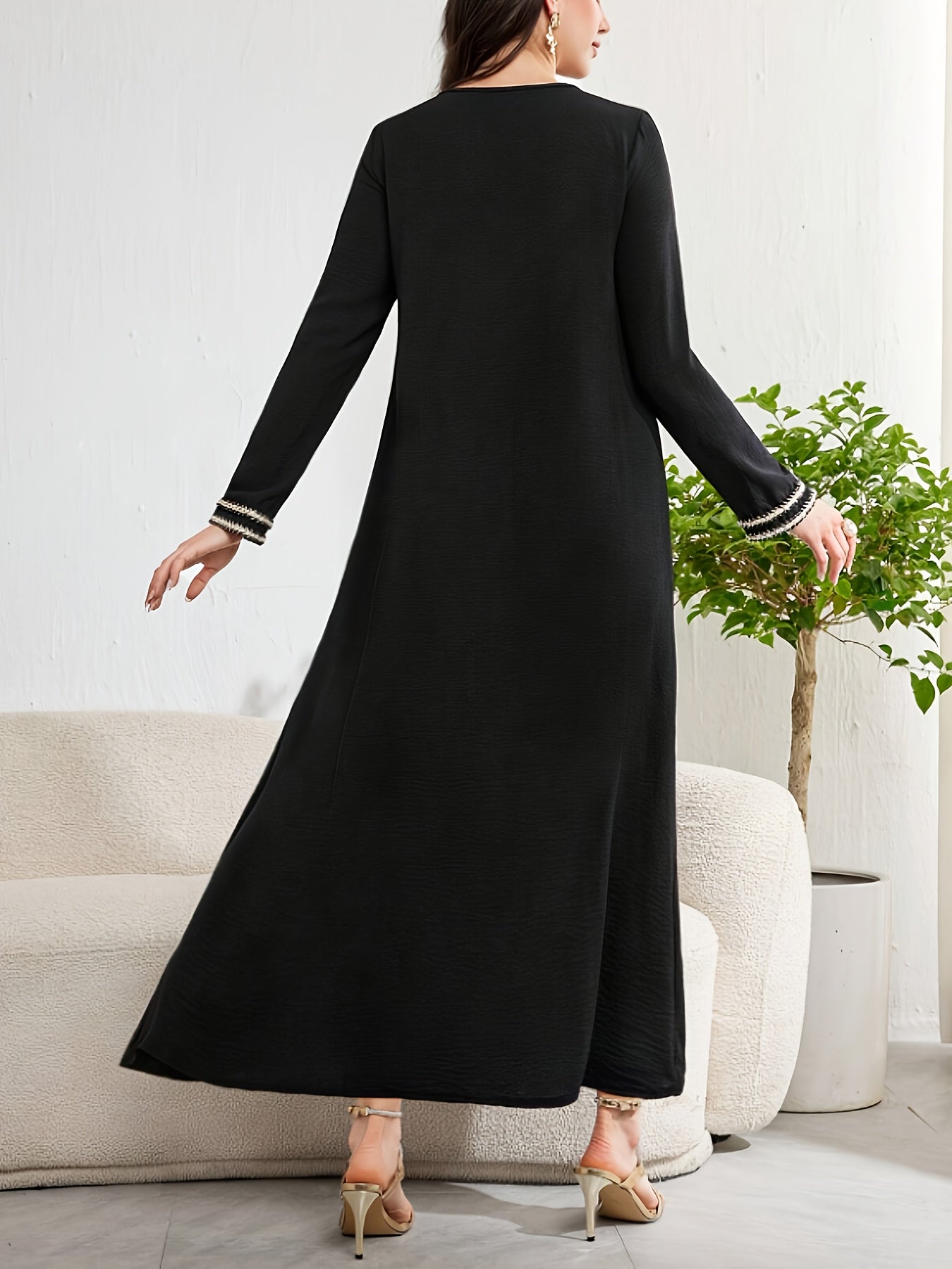 alalar-Scarf-Abaya-Women'S Arabic Abaya Dress - Elegant Turkish Robe with Long Flowing Garmen-tرداء تركي أنيق مع ثوب طويل