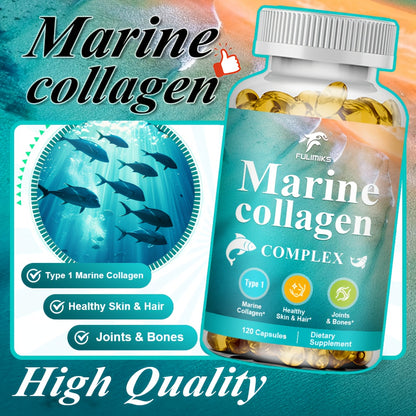 alalar- Marine Collagen Capsules for Women - Type I & III Collagen Supplement with Vitamin C, Hyaluronic Acid & Biotin -كولاجين بحري