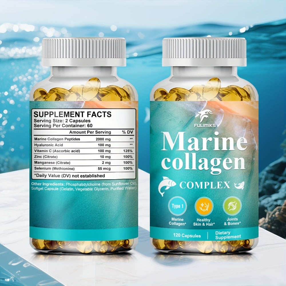 alalar- Marine Collagen Capsules for Women - Type I & III Collagen Supplement with Vitamin C, Hyaluronic Acid & Biotin -كولاجين بحري