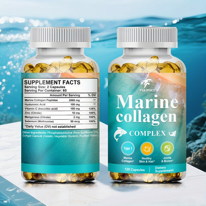 alalar- Marine Collagen Capsules for Women - Type I & III Collagen Supplement with Vitamin C, Hyaluronic Acid & Biotin -كولاجين بحري