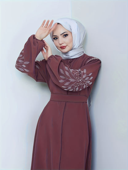 alalar | Elegant Black Abaya with Hand-Placed Rhinestone Embellishments