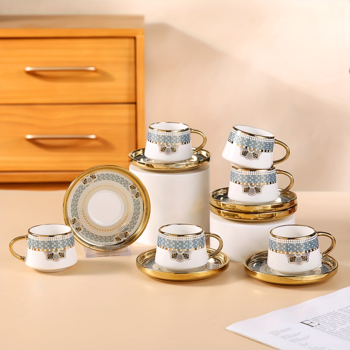 alalar- 6 Cups And 6 Saucers Set- فناجين ايطالية عدد محدود