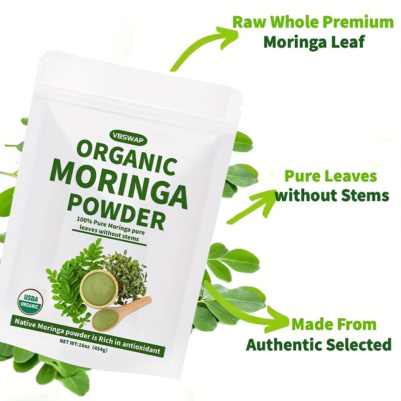 alalar-VBSWAP 16oz USDA Organic Moringa Powder - مسحوق اوراق المورينكا الطبيعي