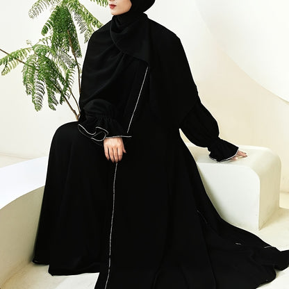 alalar | Premium Three-Piece Abaya Set – Long Robe with Sparkling Rhinestones