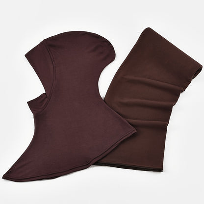 alalar-2pcs Muslim Women's Headscarf Set with Base Cap and Hair Tie-طقم حجاب نسائي مسلم مكون من قطعتين مع غطاء أساسي وربطة شعر،