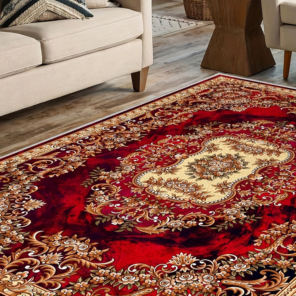alalar- Soft Velvet Floral Print Carpet | 851 Grams/Square Meter-سجادة فاخرة