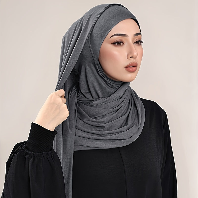 alalar-2pcs Muslim Women's Headscarf Set with Base Cap and Hair Tie-طقم حجاب نسائي مسلم مكون من قطعتين مع غطاء أساسي وربطة شعر،