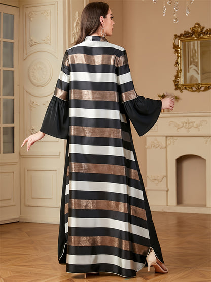 alalar | Ramadan Dubai Petal Sleeve Abaya – Black & Gold Sequin Floral Modest Dress