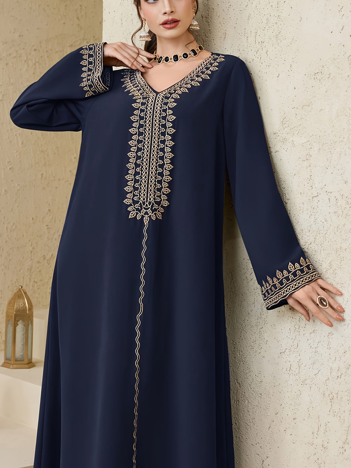 Middle Eastern Special Anjemah Women'S Turkish Long Dress with Arabic Abaya, Kaftan and Jalabiya, Elegant Style