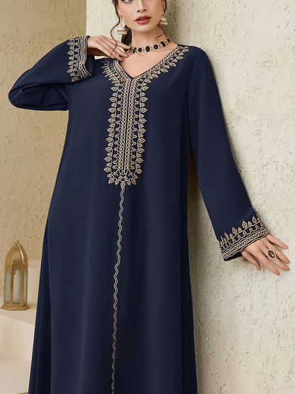 Middle Eastern Special Anjemah Women'S Turkish Long Dress with Arabic Abaya, Kaftan and Jalabiya, Elegant Style