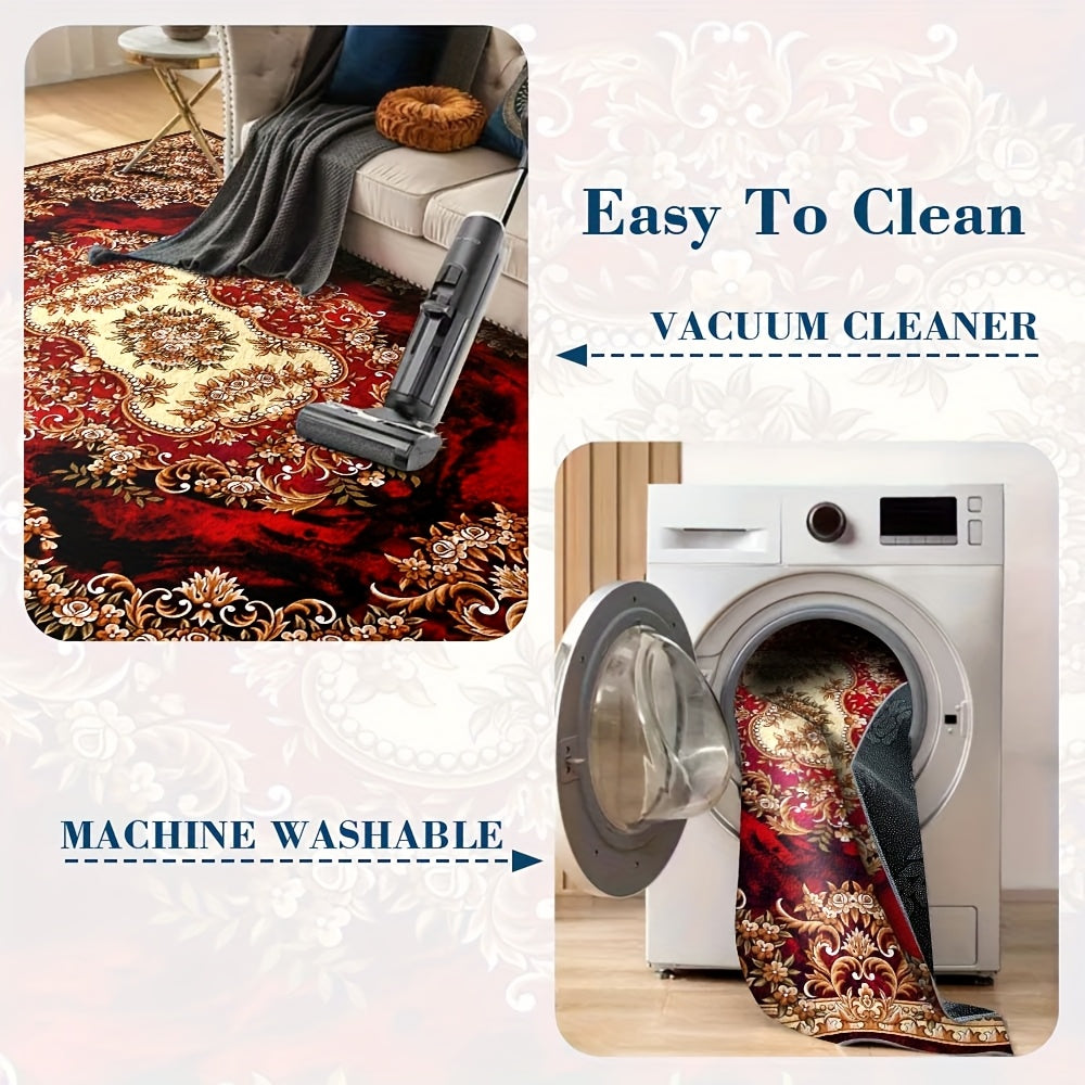 alalar- Soft Velvet Floral Print Carpet | 851 Grams/Square Meter-سجادة فاخرة