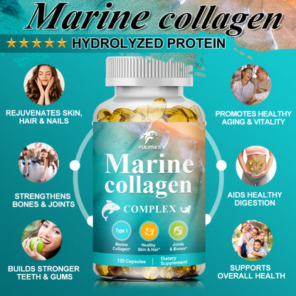 alalar- Marine Collagen Capsules for Women - Type I & III Collagen Supplement with Vitamin C, Hyaluronic Acid & Biotin -كولاجين بحري