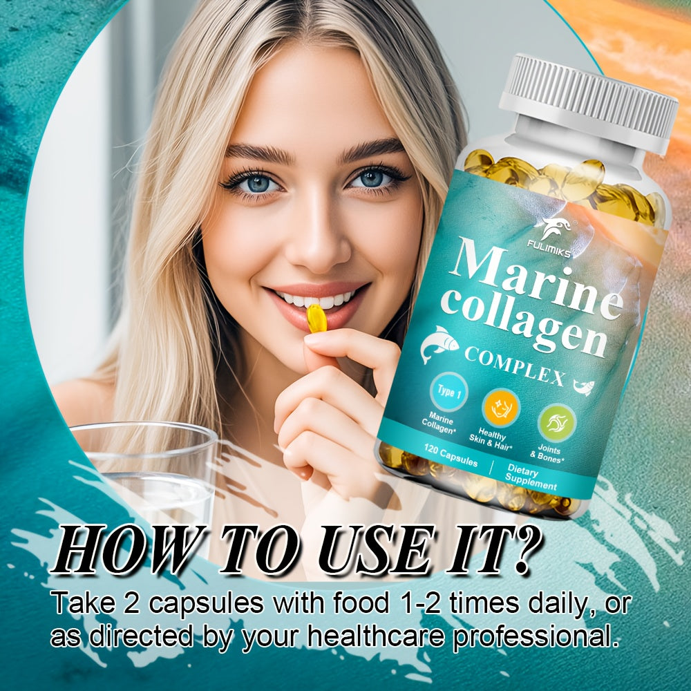 alalar- Marine Collagen Capsules for Women - Type I & III Collagen Supplement with Vitamin C, Hyaluronic Acid & Biotin -كولاجين بحري