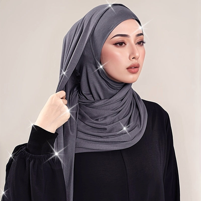alalar-2pcs Muslim Women's Headscarf Set with Base Cap and Hair Tie-طقم حجاب نسائي مسلم مكون من قطعتين مع غطاء أساسي وربطة شعر،