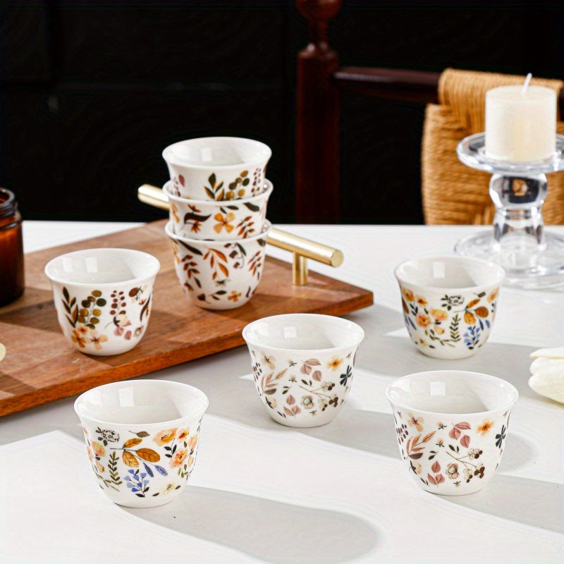 alalar-8pcs of ceramic cups for kitchen, dining room, living room, as gifts, فناجين قهوة عربية 8 قطع