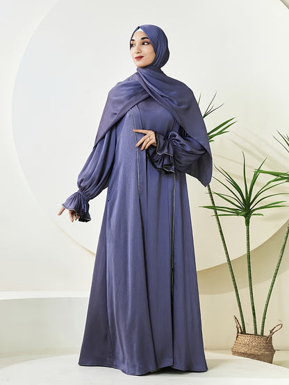 alalar | Premium Three-Piece Abaya Set – Long Robe with Sparkling Rhinestones