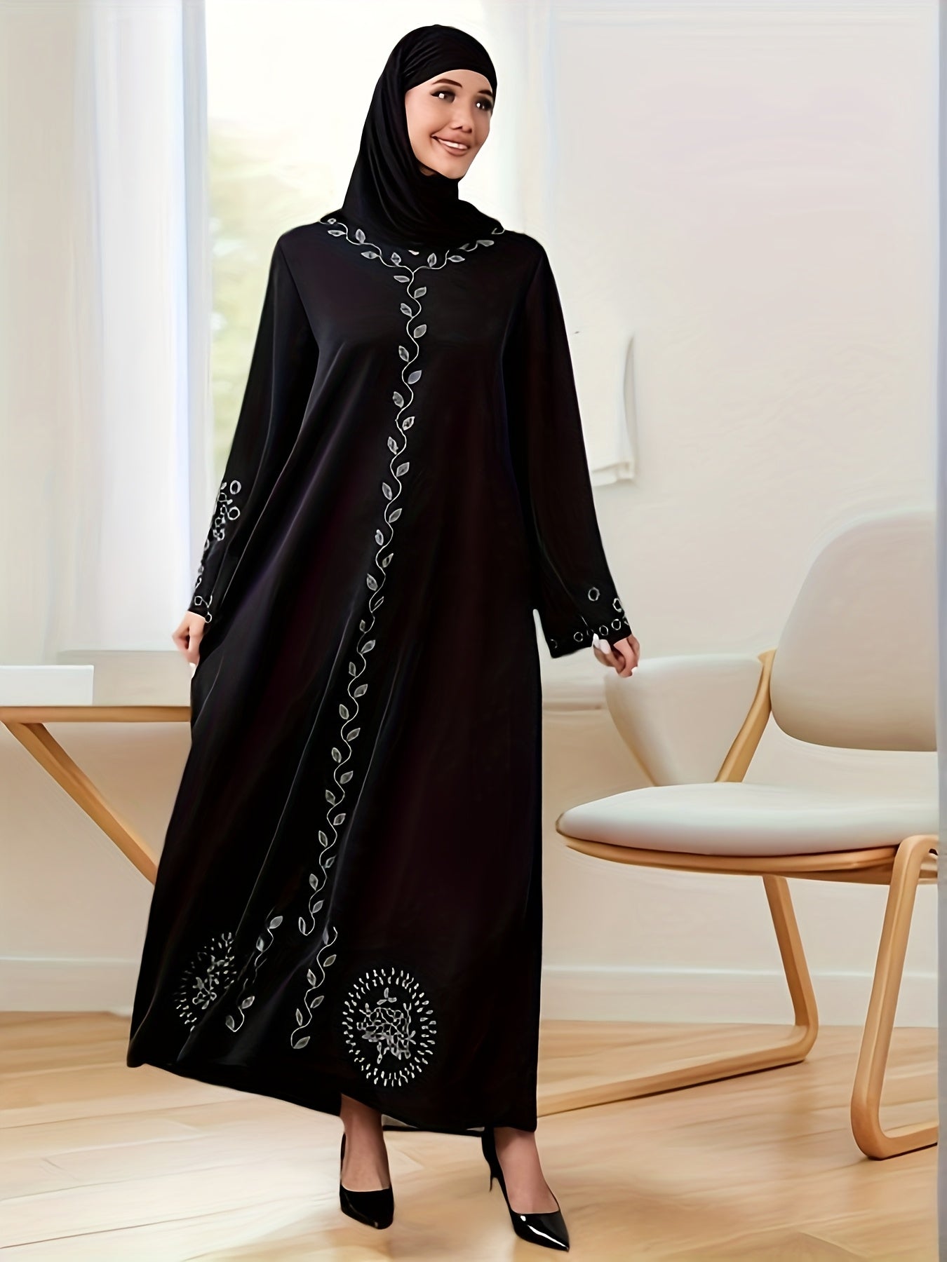 alalar-Scarf-Abaya-[Elegant Black Robe Dress