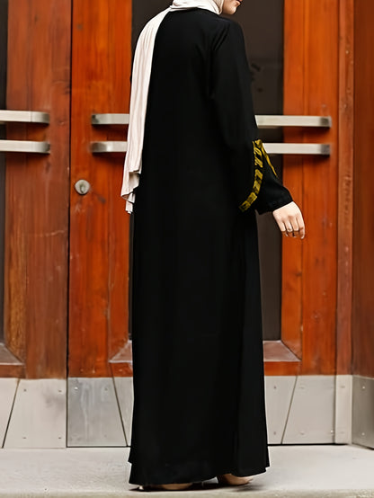 alalar-عباية نسائية أنيقة مخططة | أكمام طويلة، رقبة دائرية، سحاب إغلاق،[Elegant Abaya] Elegant Striped Women's Abaya | Long Sleeve, Round Neck, Zipper Closure, Non-Stretch Fabric,