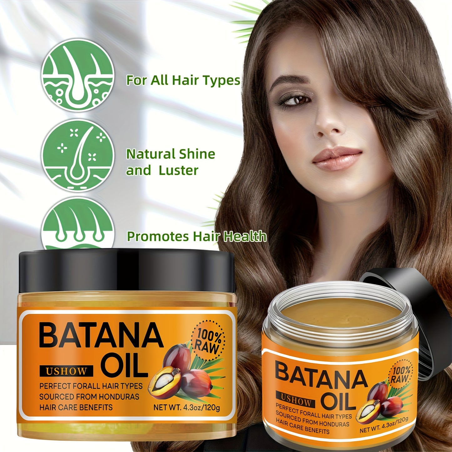 alalar-Honduras Batana Hair Oil - 100% Raw, Moisturizing & Smoothing Treatment for All Hair Types, Ideal for Dry Hair & Scalp Care -علاج فروة الرأس وترطيب وعلاج تقصف الشعر الجاف