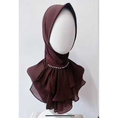 alalar-Hijab Scarf Head Cover - French Direct Style with Leaf Edge -غطاء رأس حجاب - نمط فرنسي مباشر مع حافة ورقة