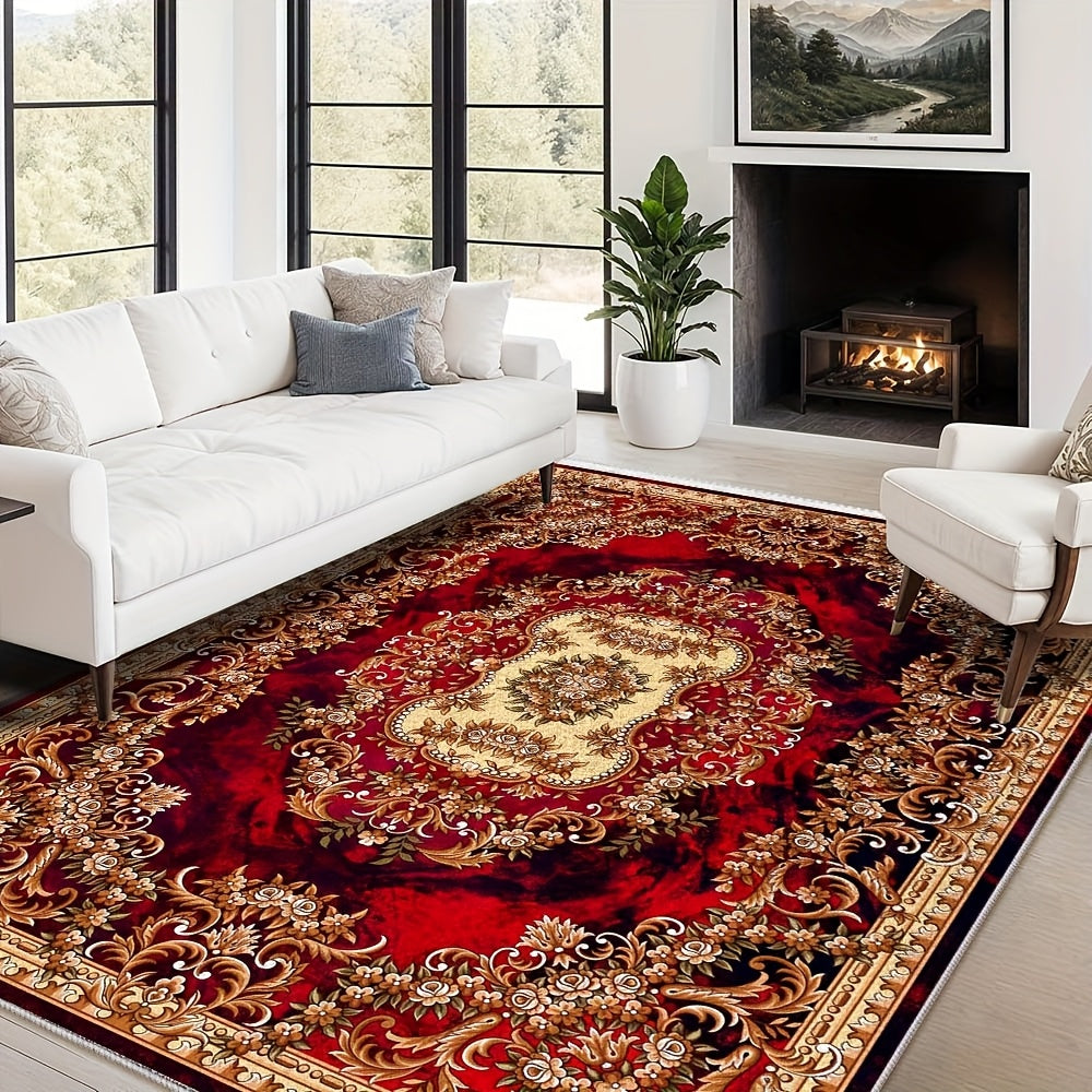 alalar- Soft Velvet Floral Print Carpet | 851 Grams/Square Meter-سجادة فاخرة
