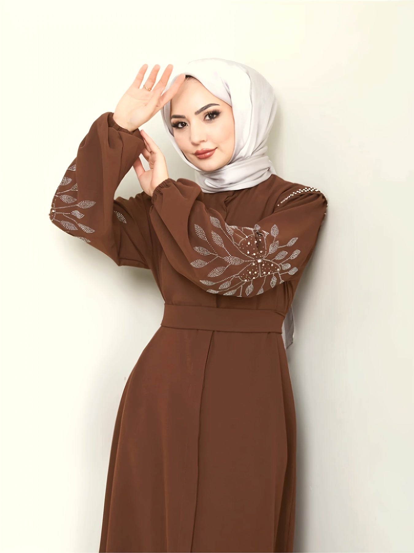 alalar | Elegant Black Abaya with Hand-Placed Rhinestone Embellishments