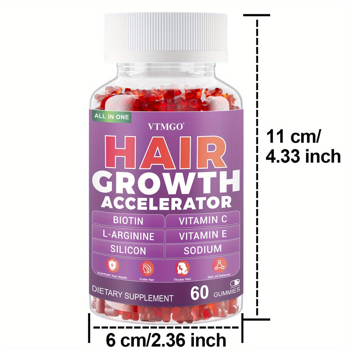 alalar- Fast Acting Hair Growth Supplement with Biotin, Vitamin C&E, L-Arginine & Silicon -تسريع نمو الشعر