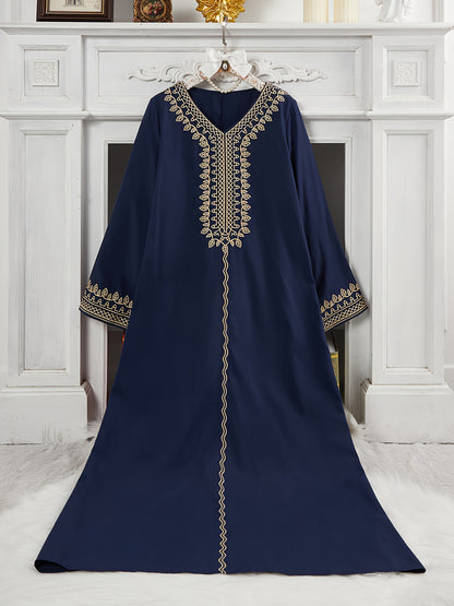 Middle Eastern Special Anjemah Women'S Turkish Long Dress with Arabic Abaya, Kaftan and Jalabiya, Elegant Style