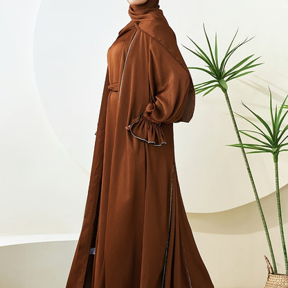 alalar | Premium Three-Piece Abaya Set – Long Robe with Sparkling Rhinestones