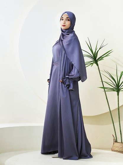 alalar | Premium Three-Piece Abaya Set – Long Robe with Sparkling Rhinestones