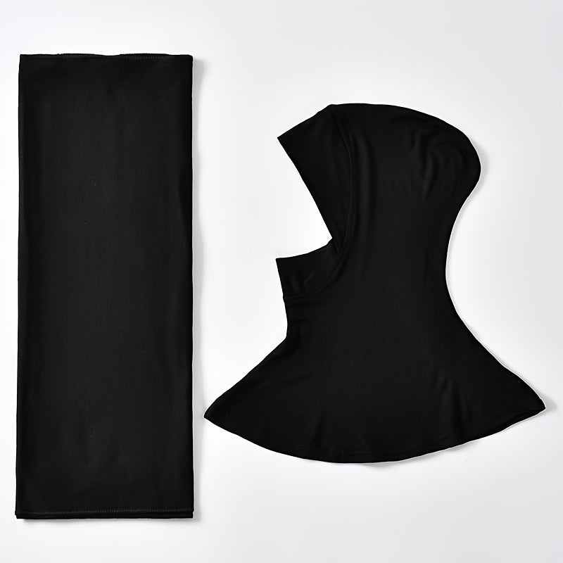 alalar-2pcs Muslim Women's Headscarf Set with Base Cap and Hair Tie-طقم حجاب نسائي مسلم مكون من قطعتين مع غطاء أساسي وربطة شعر،